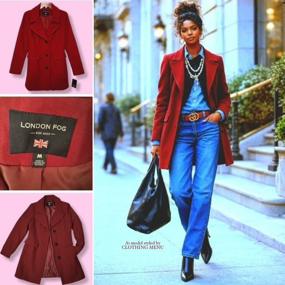 London Fog Jackets & Blazers - LONDON FOG Red Peacoat NWT Women's Medium Wool Coat Single-Breasted Jacket New